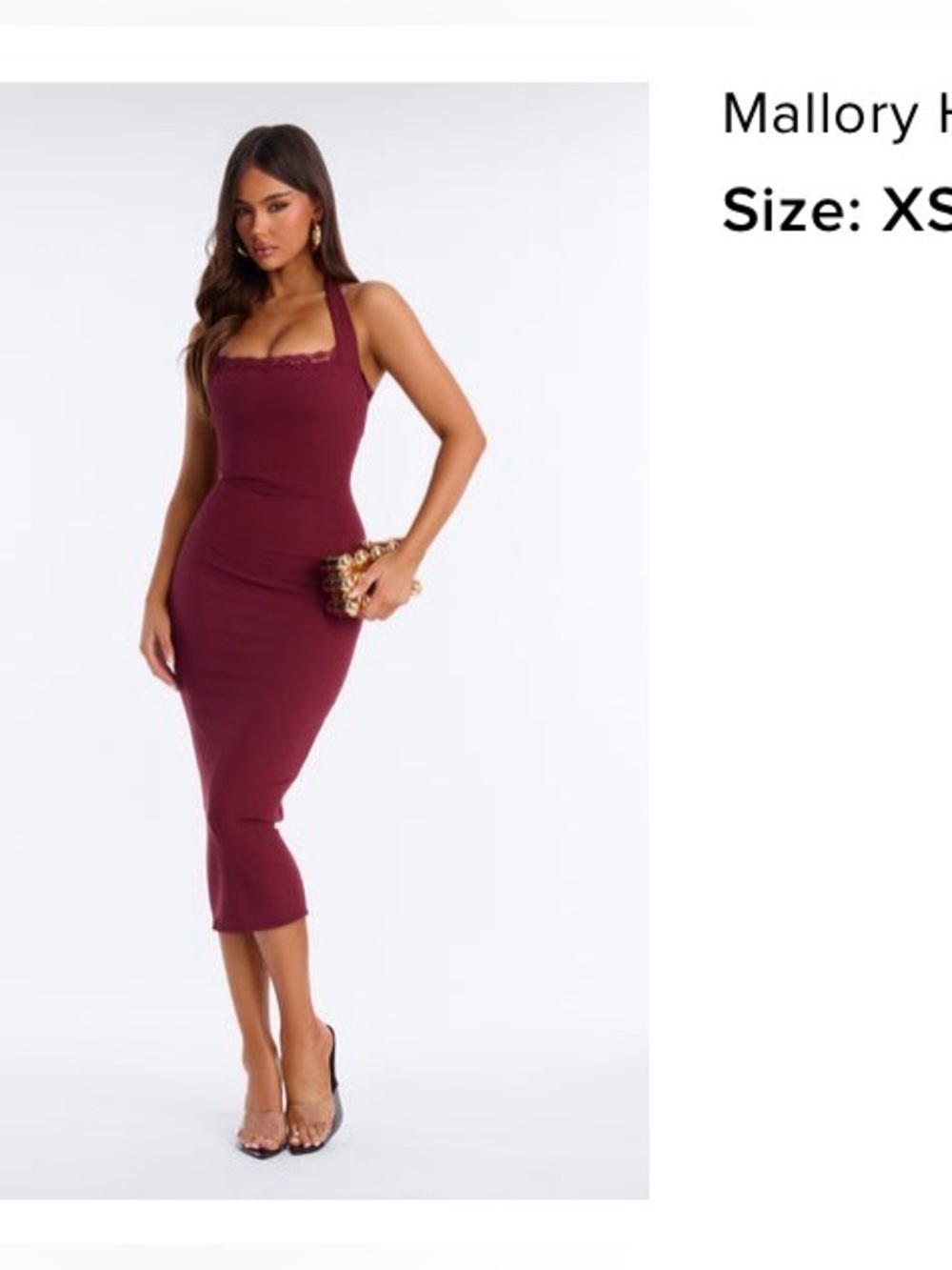 Fashion Nova Mallory Halter Midi Dress - Burgundy
